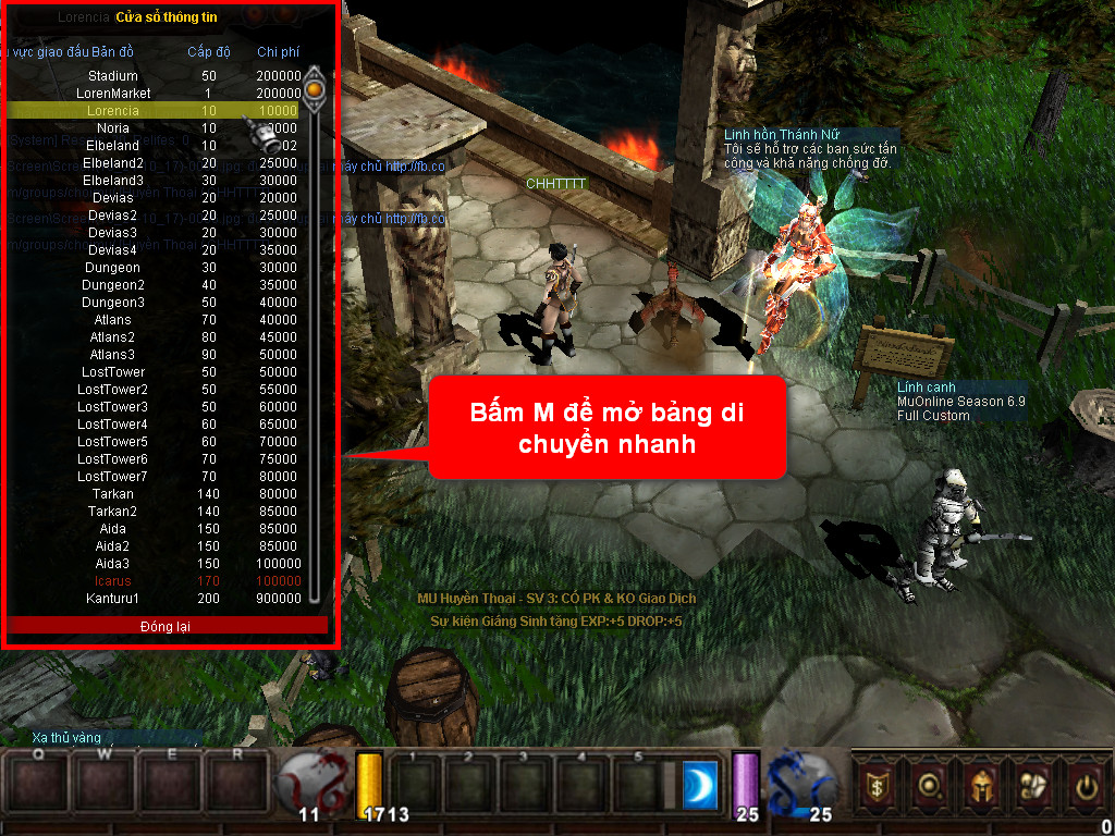 Chức năng chính của Game MU Uy Long